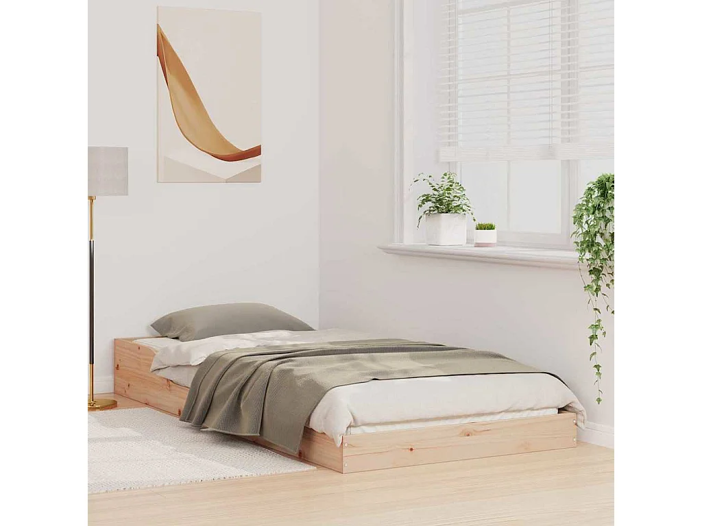 Estructura de cama Marrón 90 x 200 cm Madera maciza de pino