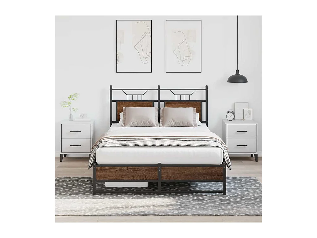 Cadre de lit sans matelas chêne marron 120x190 cm