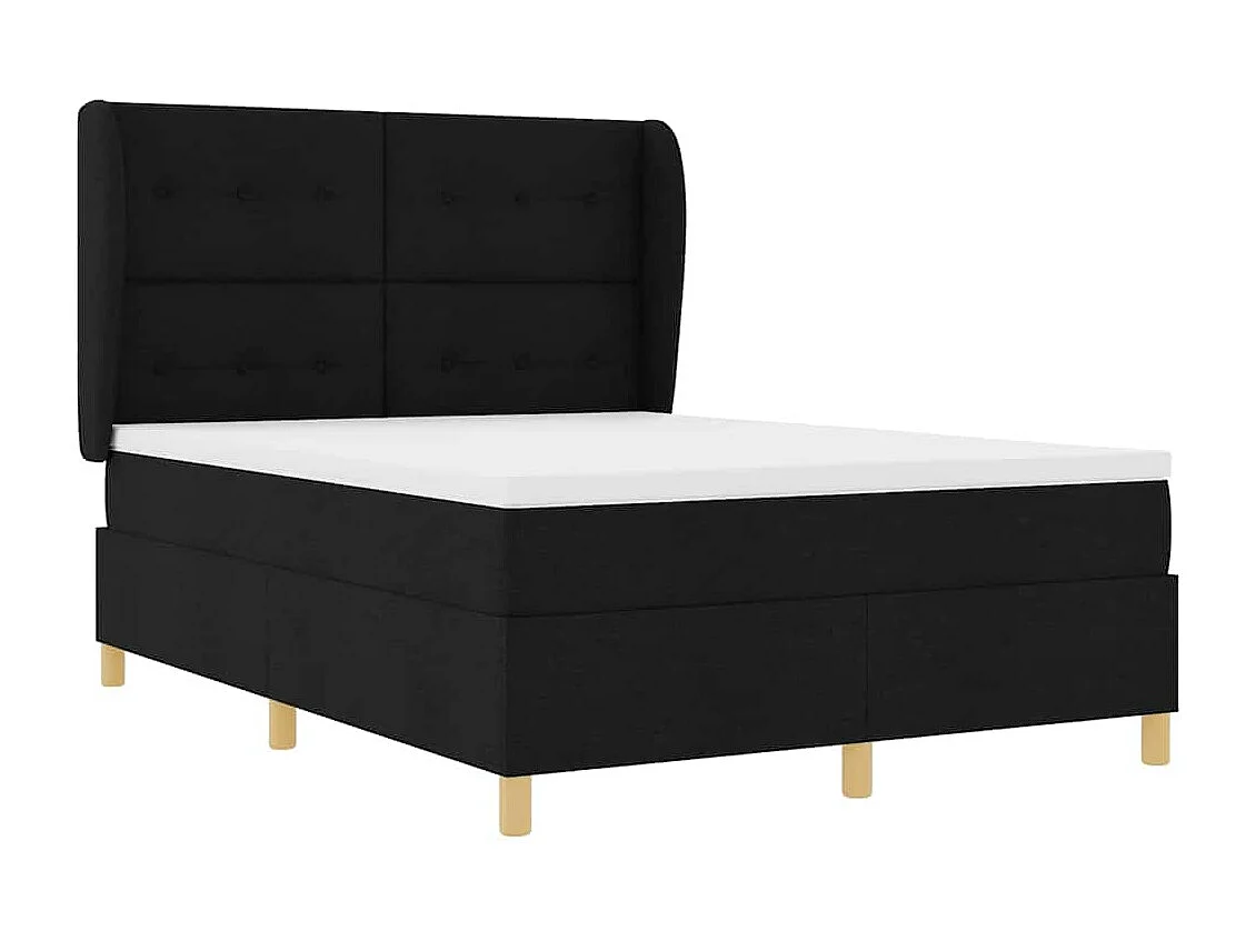 Boxspringbed met matras Donkergrijs 90x190 cm Stof Zwart