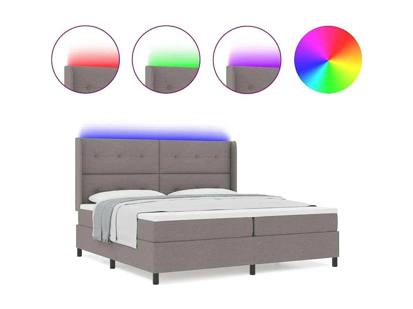 Cama tipo Box Spring con colchón Taupé 200 x 200 cm tela