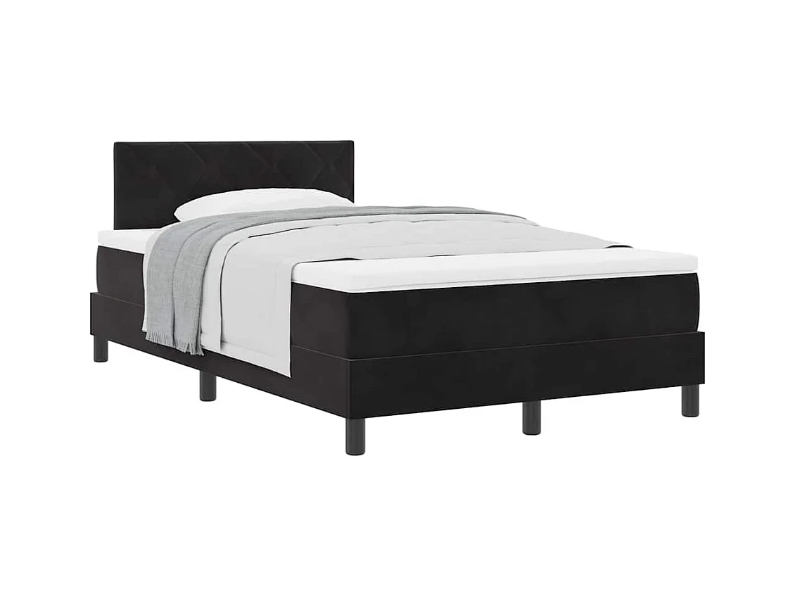 Cadre de lit avec matelas Noir 120 x 190 cm tissu