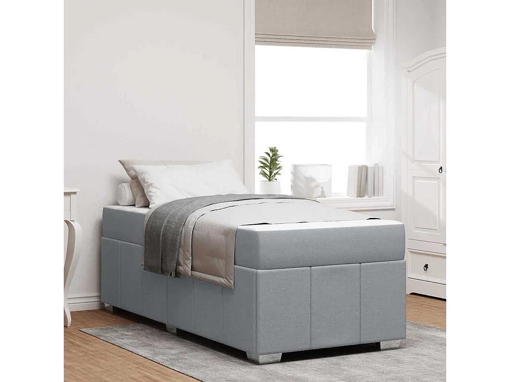 Cadre de lit avec matelas Gris clair 100 x 200 cm tissu