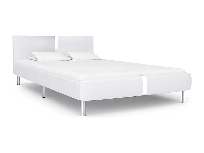 Estrutura de cama sem colchão 135x190cm couro artificial branco