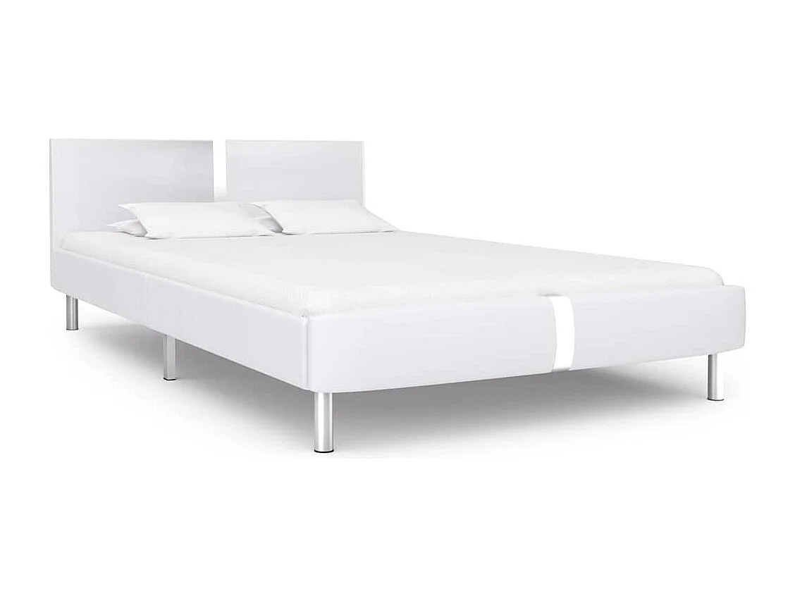 Cadre de lit sans matelas blanc similicuir 135x190 cm