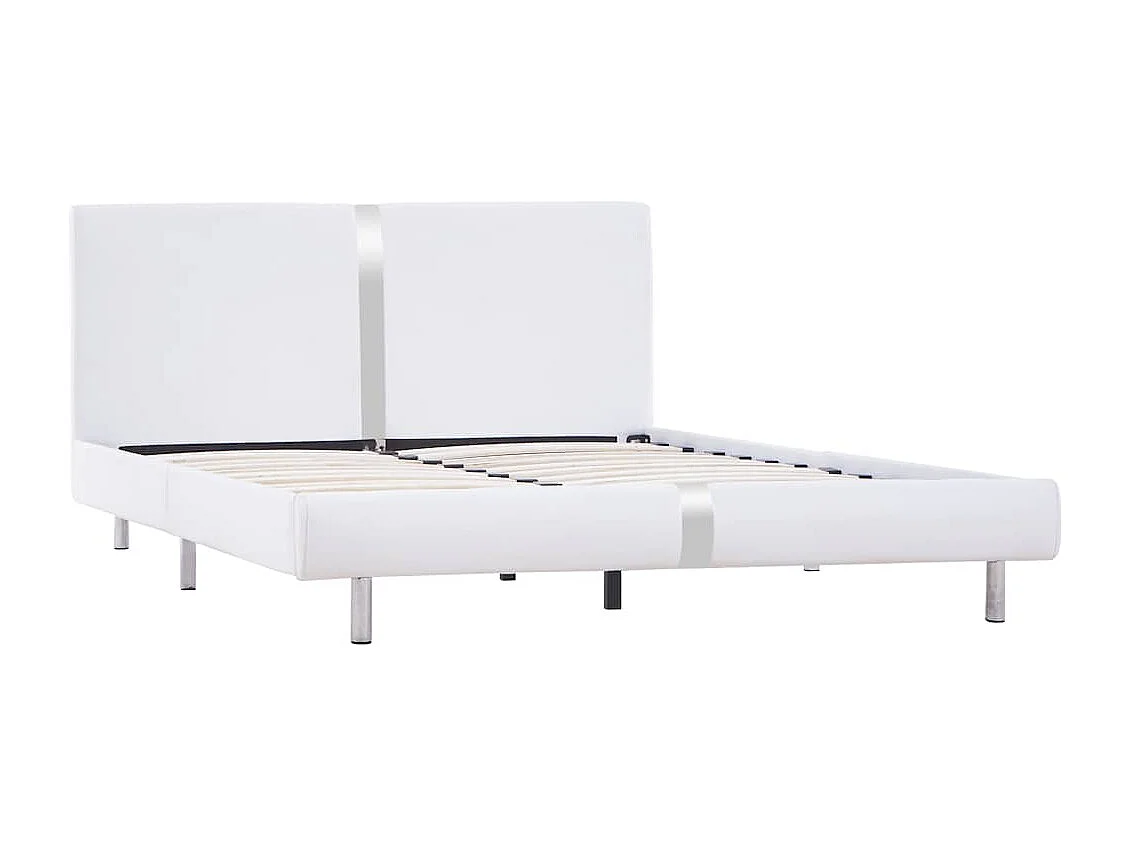 Cadre de lit sans matelas blanc similicuir 135x190 cm