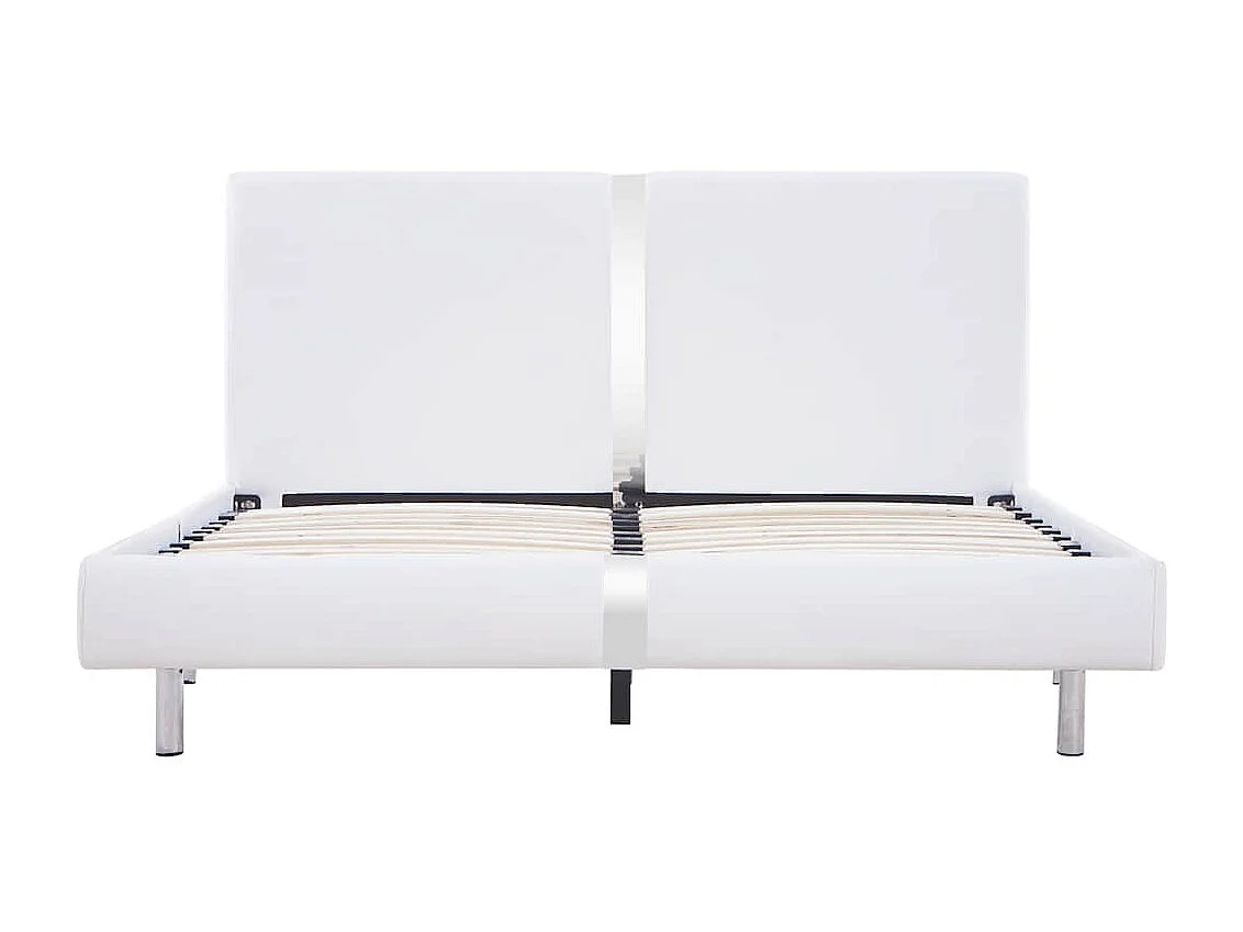 Cadre de lit sans matelas blanc similicuir 135x190 cm