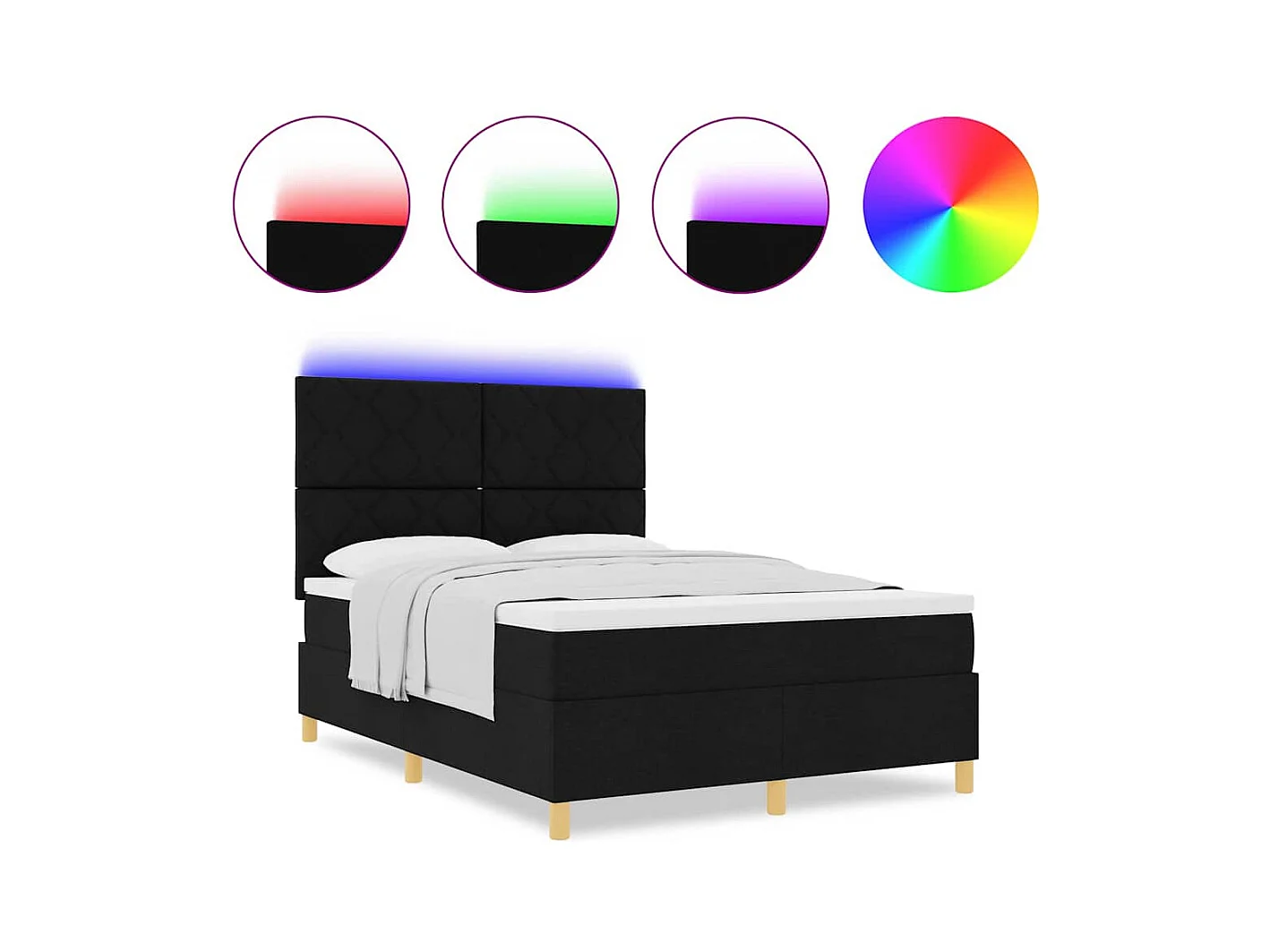 Cama tipo Box Spring con colchón Negro 140 x 200 cm tela