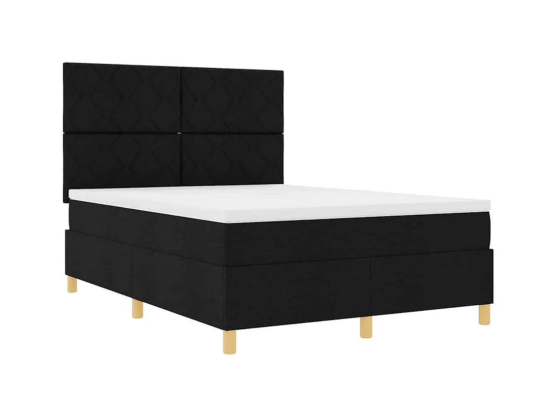 Cama tipo Box Spring con colchón Negro 140 x 200 cm tela