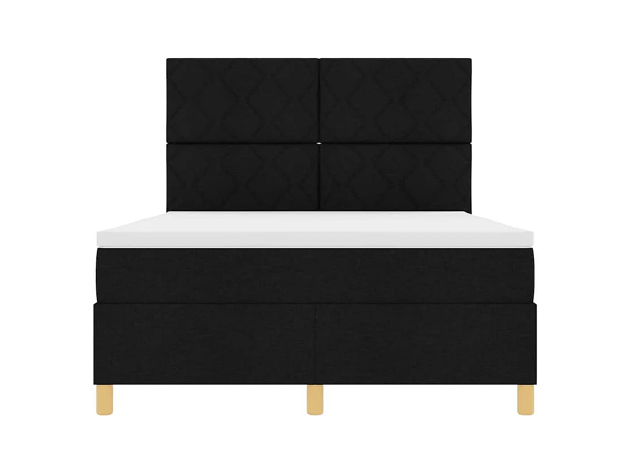 Cama tipo Box Spring con colchón Negro 140 x 200 cm tela