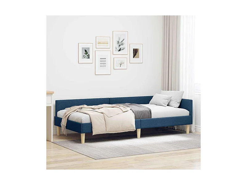 Cadre de lit d'angle Autre avec tête de lit Bleu 100 x 200 cm