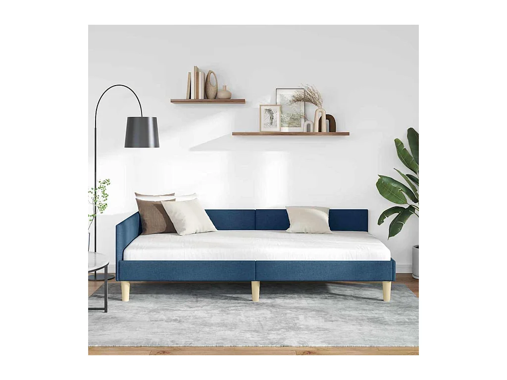 Cadre de lit d'angle Autre avec tête de lit Bleu 100 x 200 cm