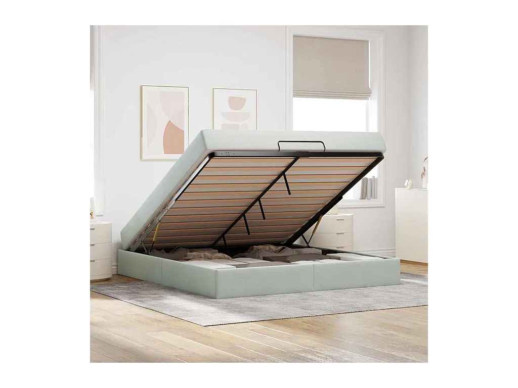 Cadre de lit Gris clair 180 x 200 cm Velours