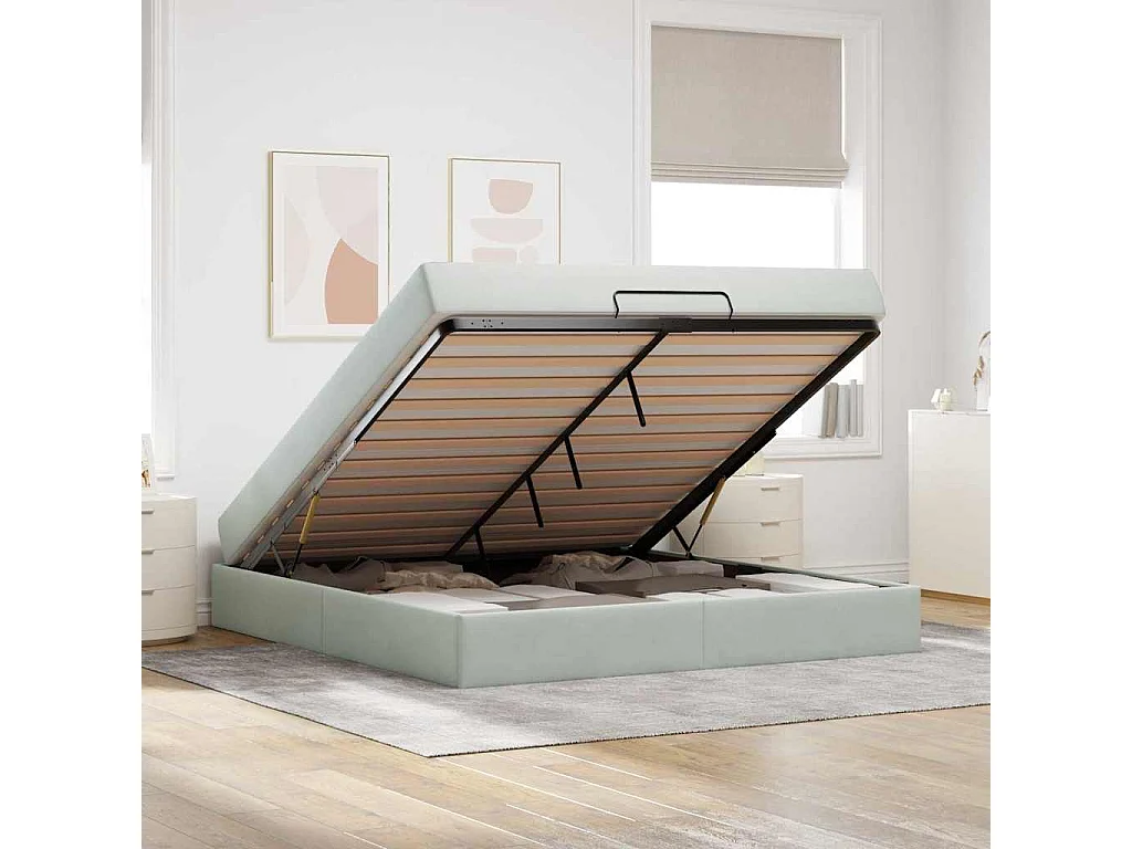 Cadre de lit Gris clair 180 x 200 cm Velours