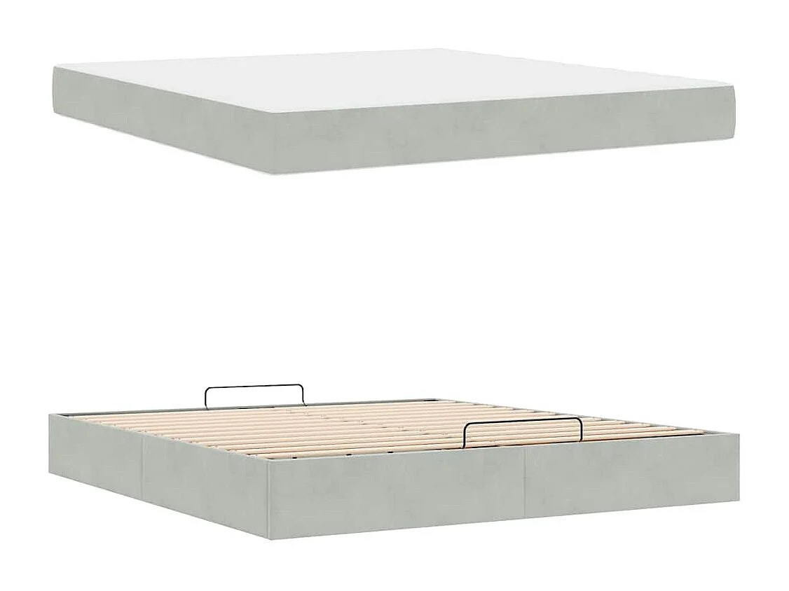 Cadre de lit Gris clair 180 x 200 cm Velours