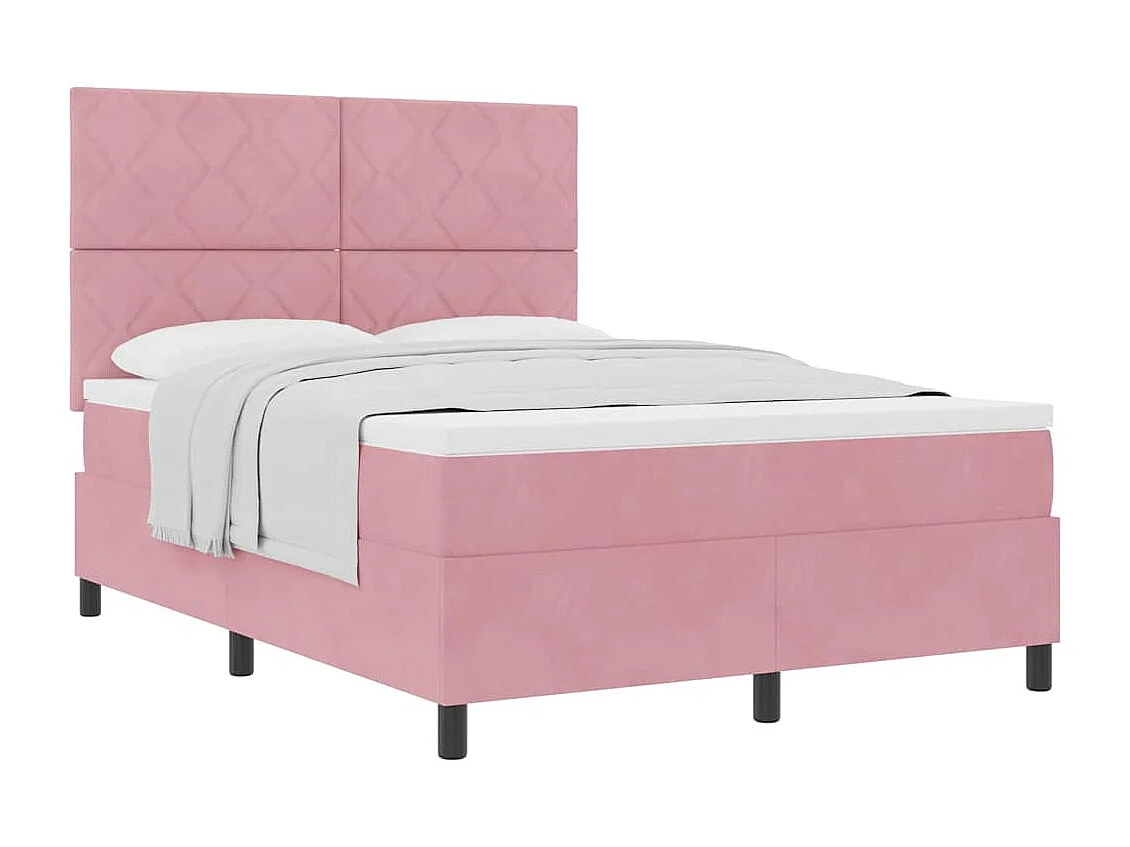 Cama tipo Box Spring con colchón Rosa 160 x 200 cm Terciopelo