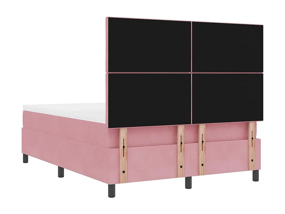 Cama tipo Box Spring con colchón Rosa 160 x 200 cm Terciopelo