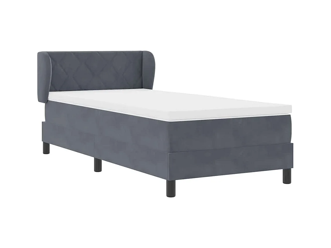 Cadre de lit avec matelas gris foncé 80x200 cm en velours