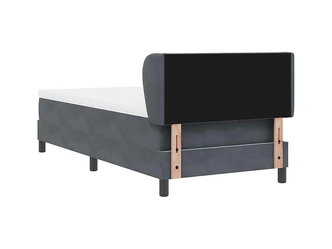 Cadre de lit avec matelas gris foncé 80x200 cm en velours