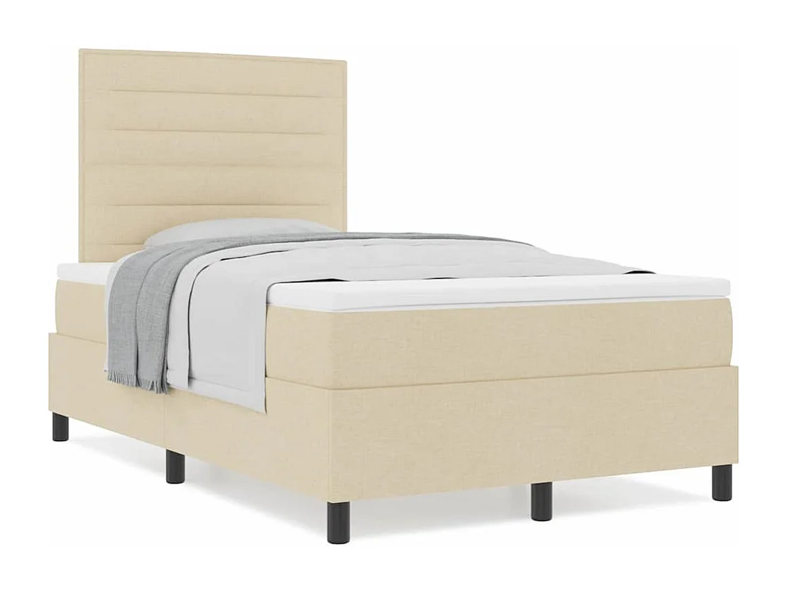 Cadre de lit avec matelas Crème 120 x 200 cm tissu