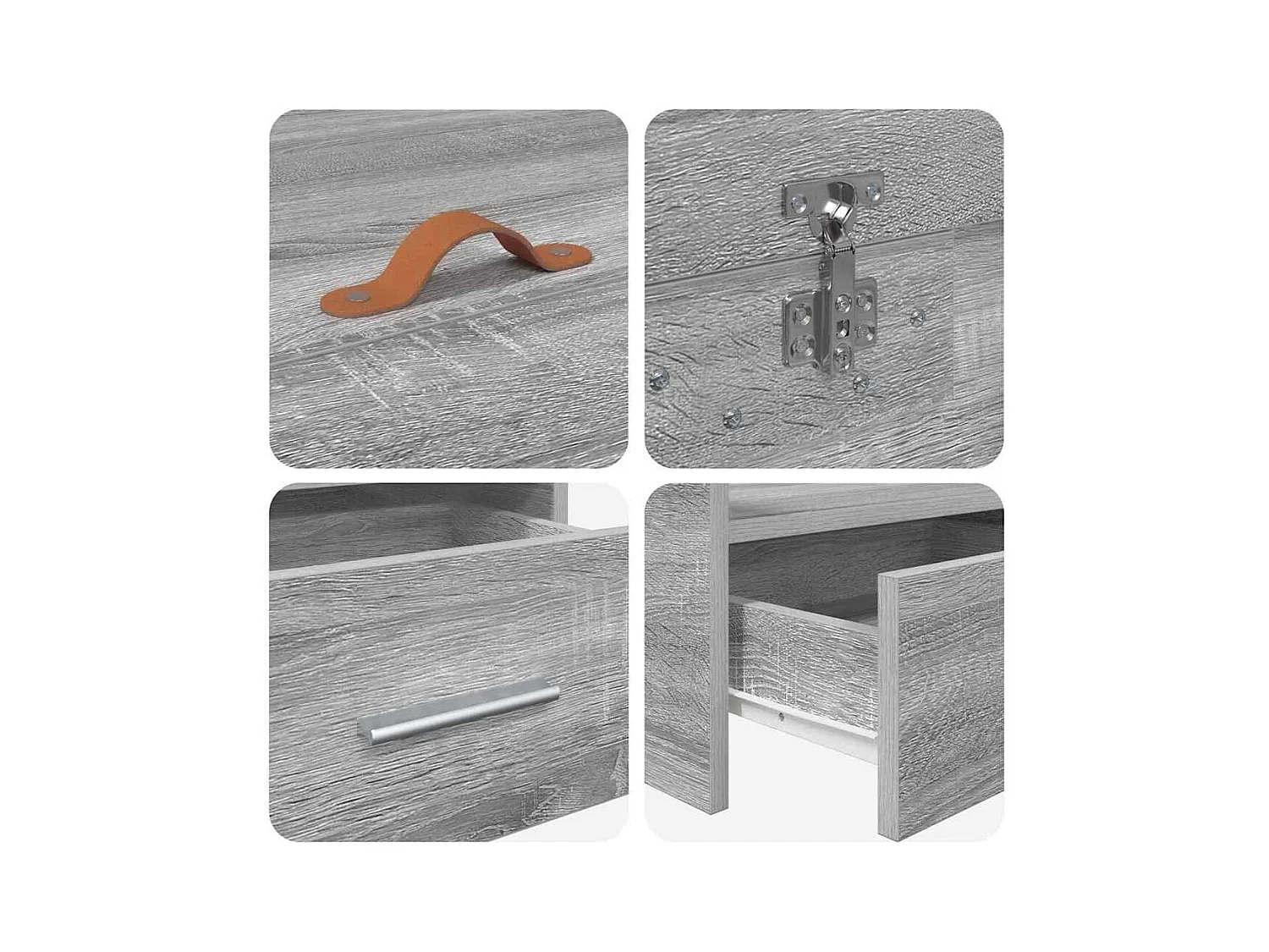 Estrado de cama com arrumação com cabeceira Cinza Sonoma 80 x 200 cm