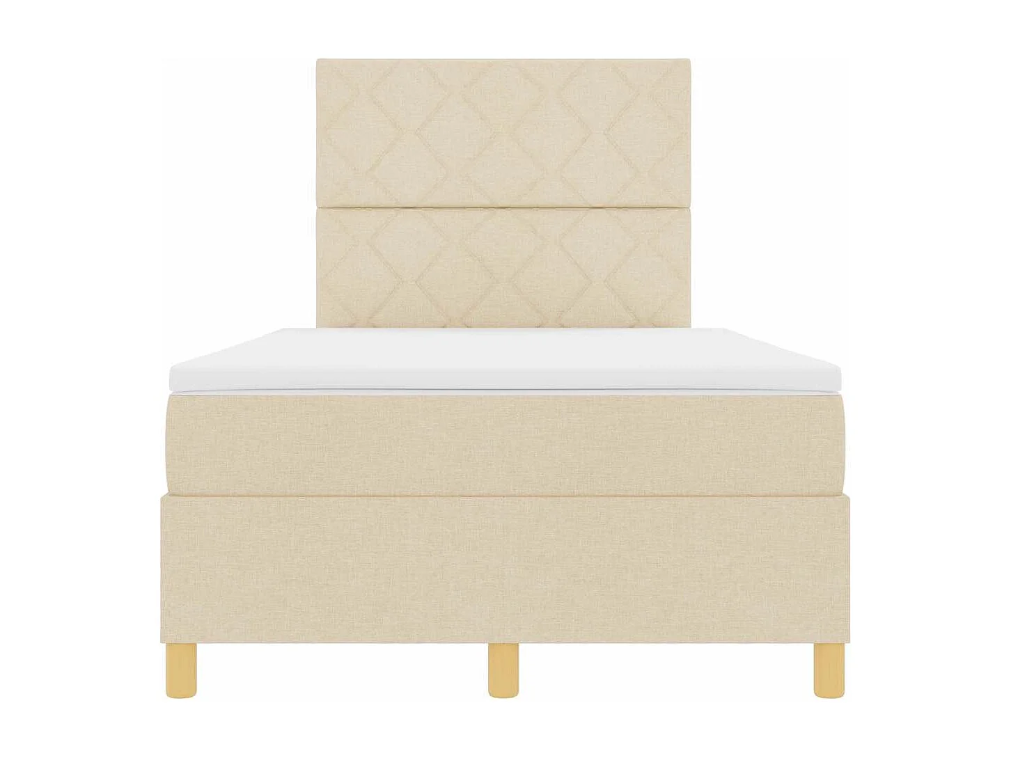 Cama tipo Box Spring con cabecera Crema 120 x 190 cm tela