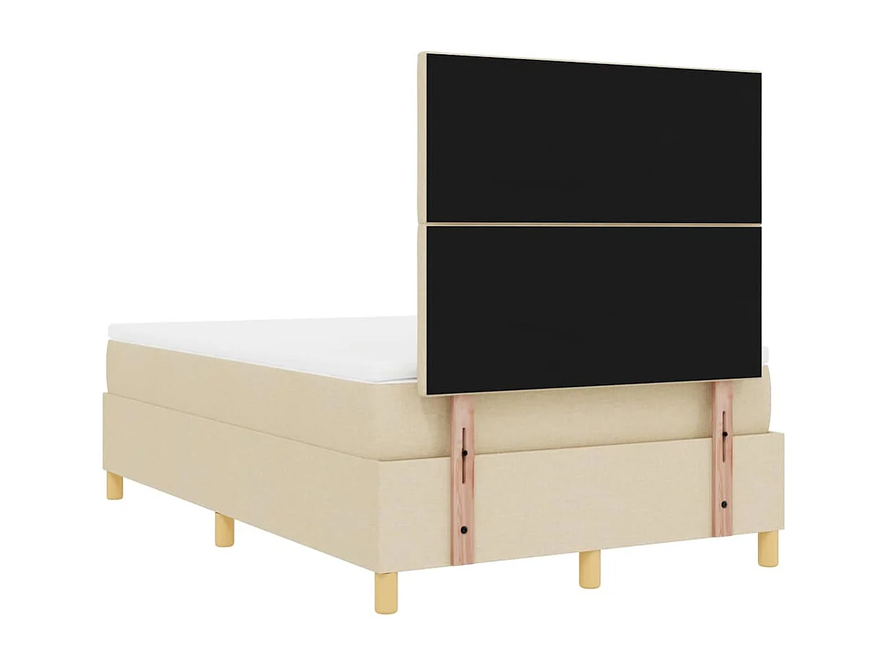 Cama tipo Box Spring con cabecera Crema 120 x 190 cm tela
