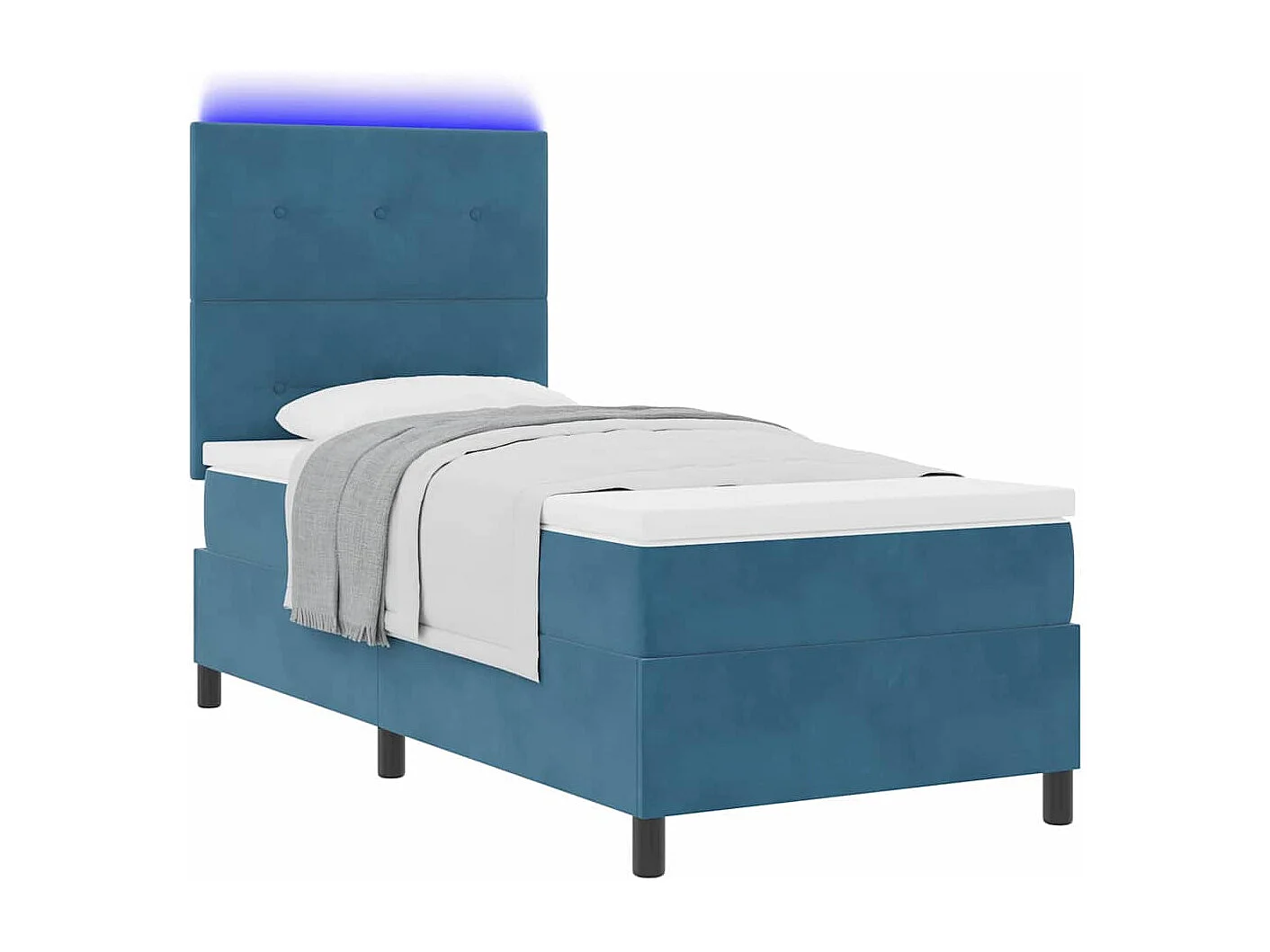 Cama tipo Box Spring Azul oscuro 90 x 190 cm Terciopelo