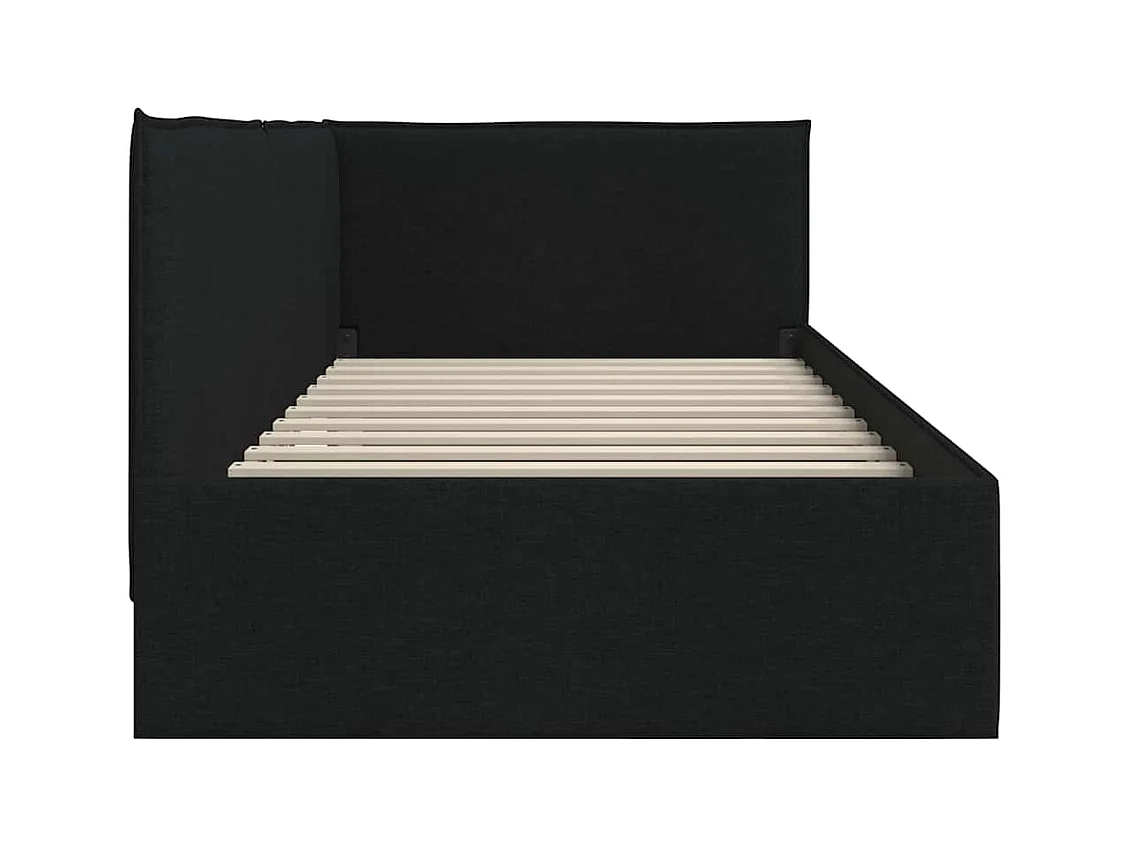 Cadre de lit d'angle avec tête de lit Noir 90 x 200 cm tissu
