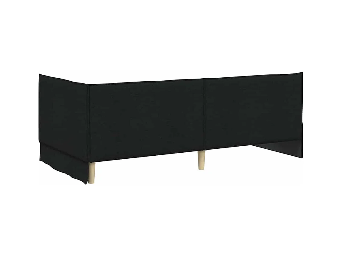 Cadre de lit d'angle avec tête de lit Noir 90 x 200 cm tissu