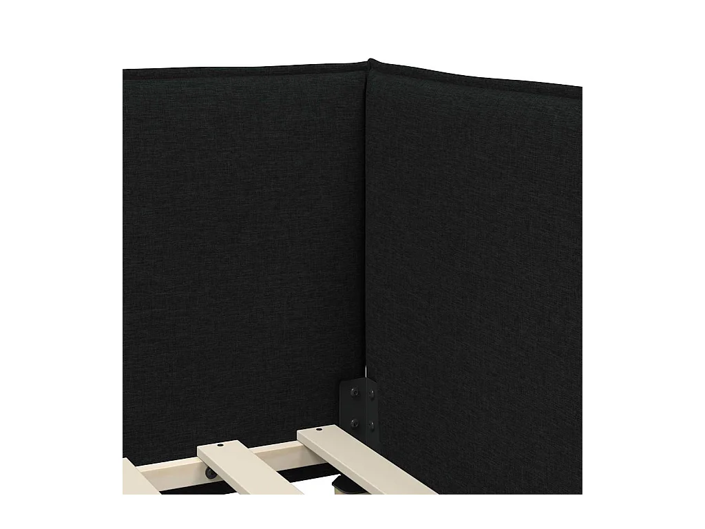 Cadre de lit d'angle avec tête de lit Noir 90 x 200 cm tissu