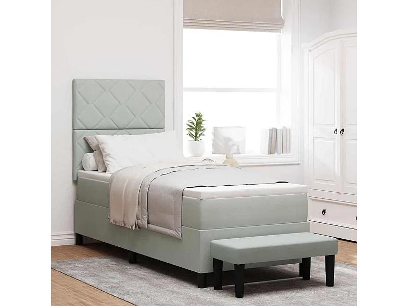 Cadre de lit avec matelas Gris clair 80 x 200 cm Velours