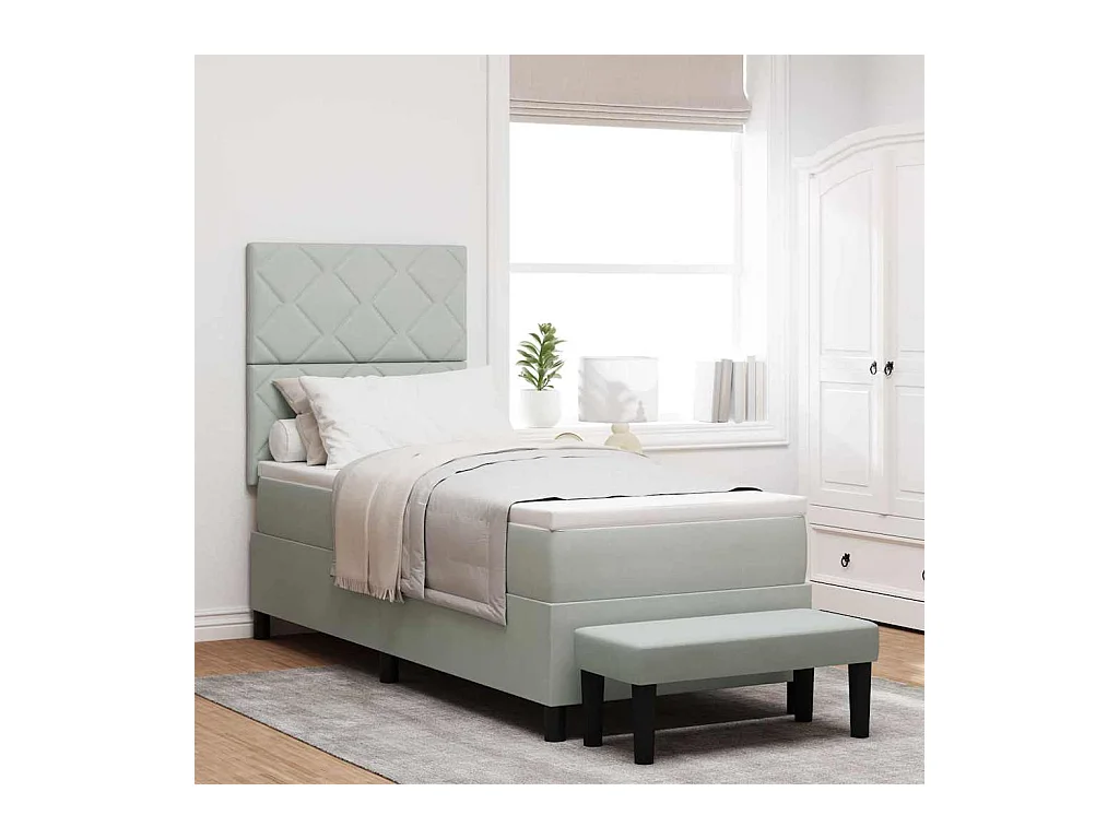 Cadre de lit avec matelas Gris clair 80 x 200 cm Velours