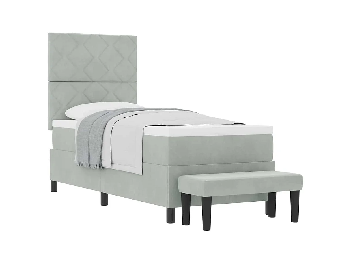 Cadre de lit avec matelas Gris clair 80 x 200 cm Velours