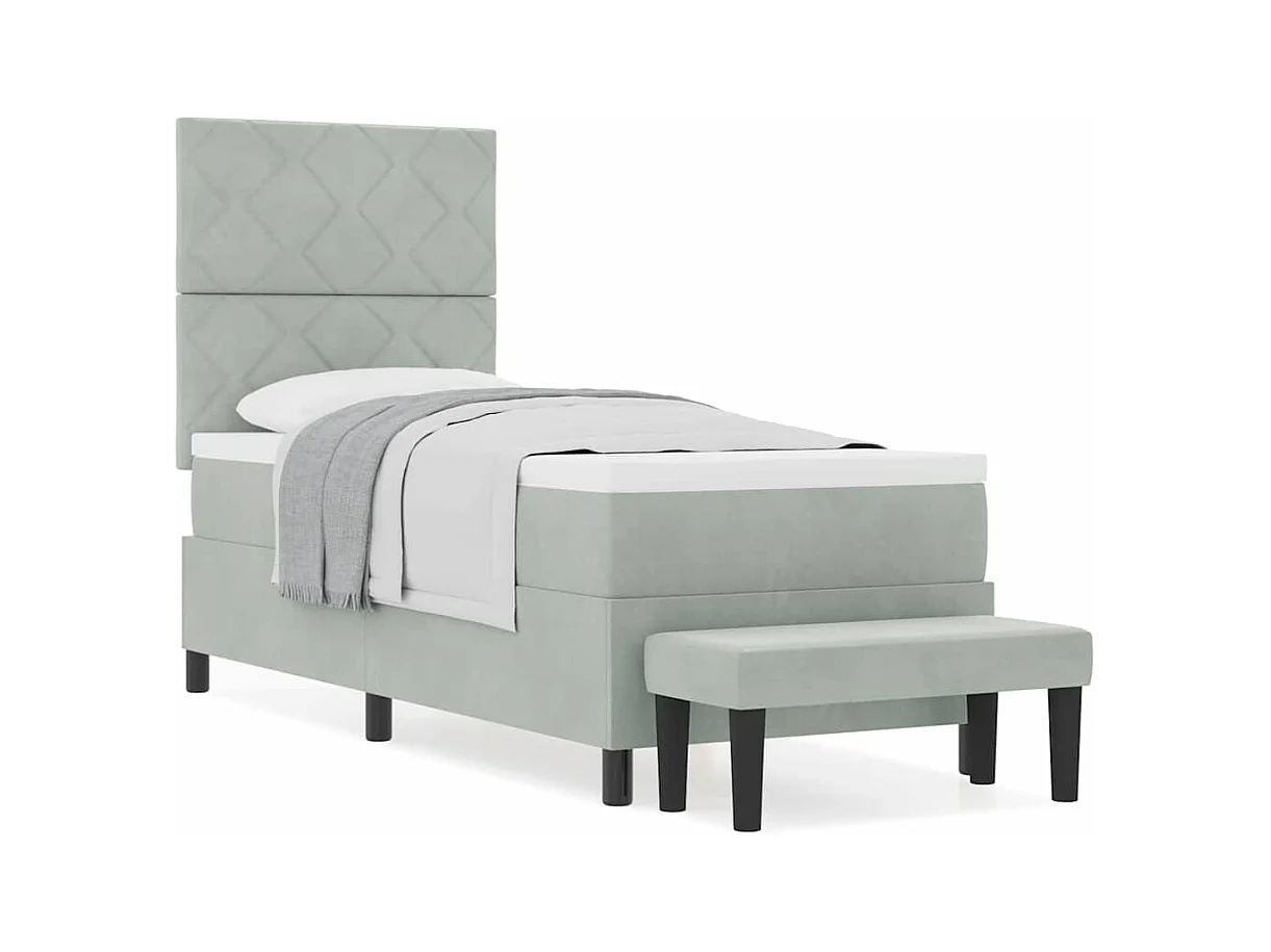 Cadre de lit avec matelas Gris clair 80 x 200 cm Velours