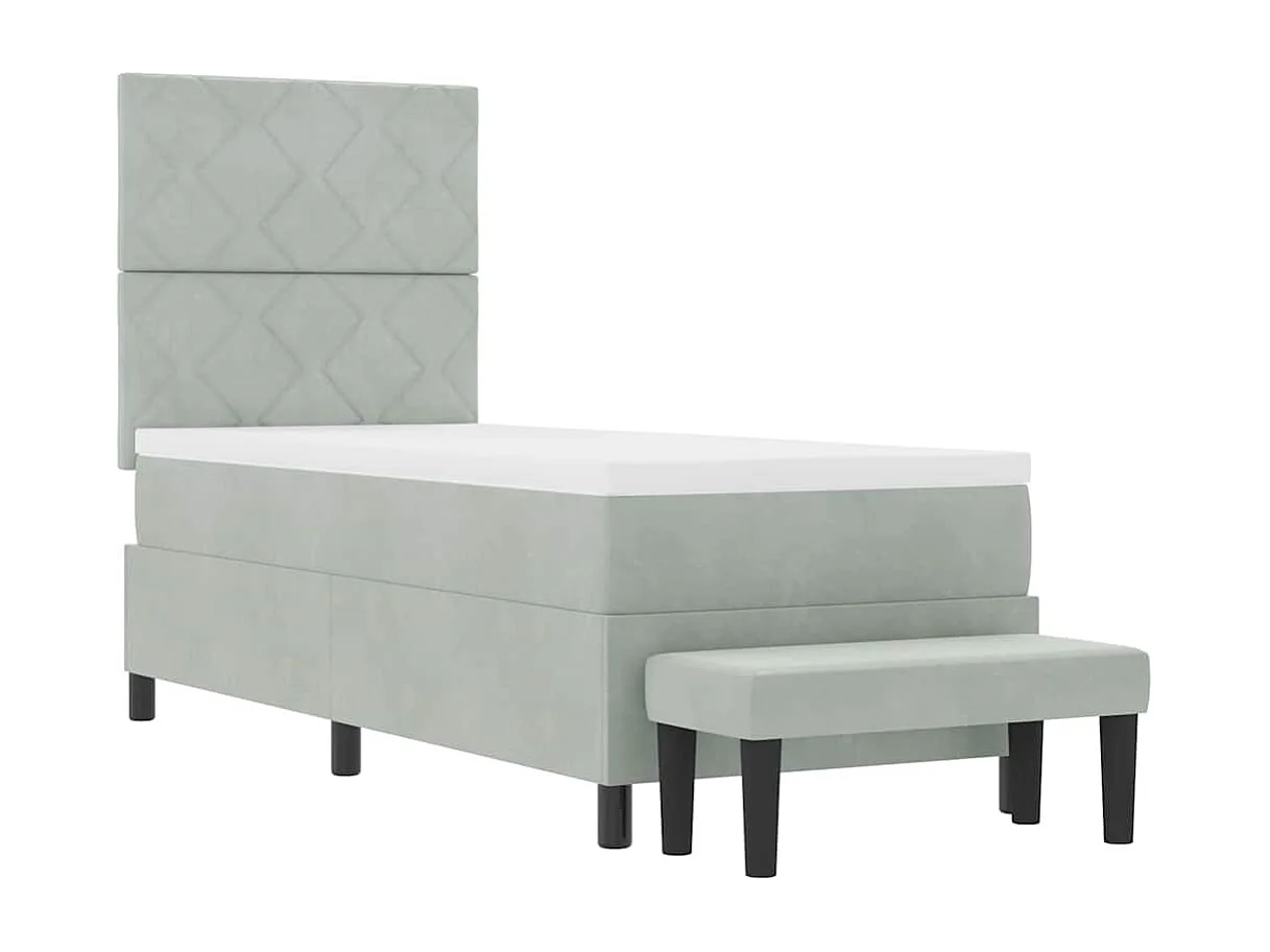 Cadre de lit avec matelas Gris clair 80 x 200 cm Velours