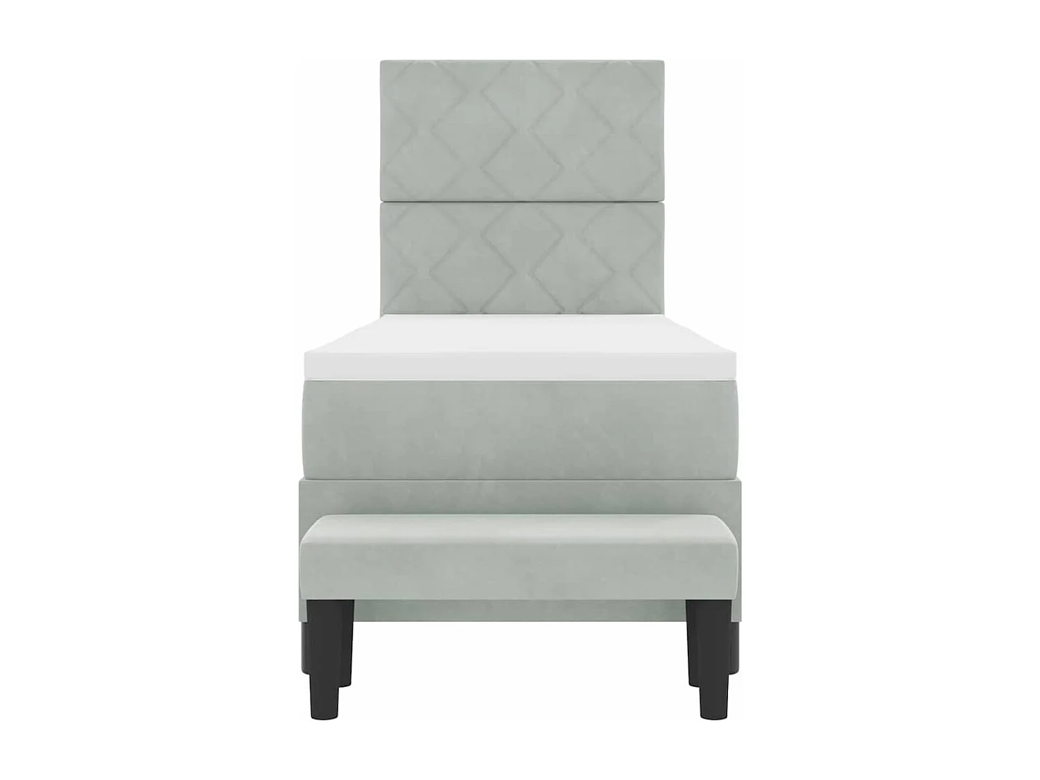 Cadre de lit avec matelas Gris clair 80 x 200 cm Velours