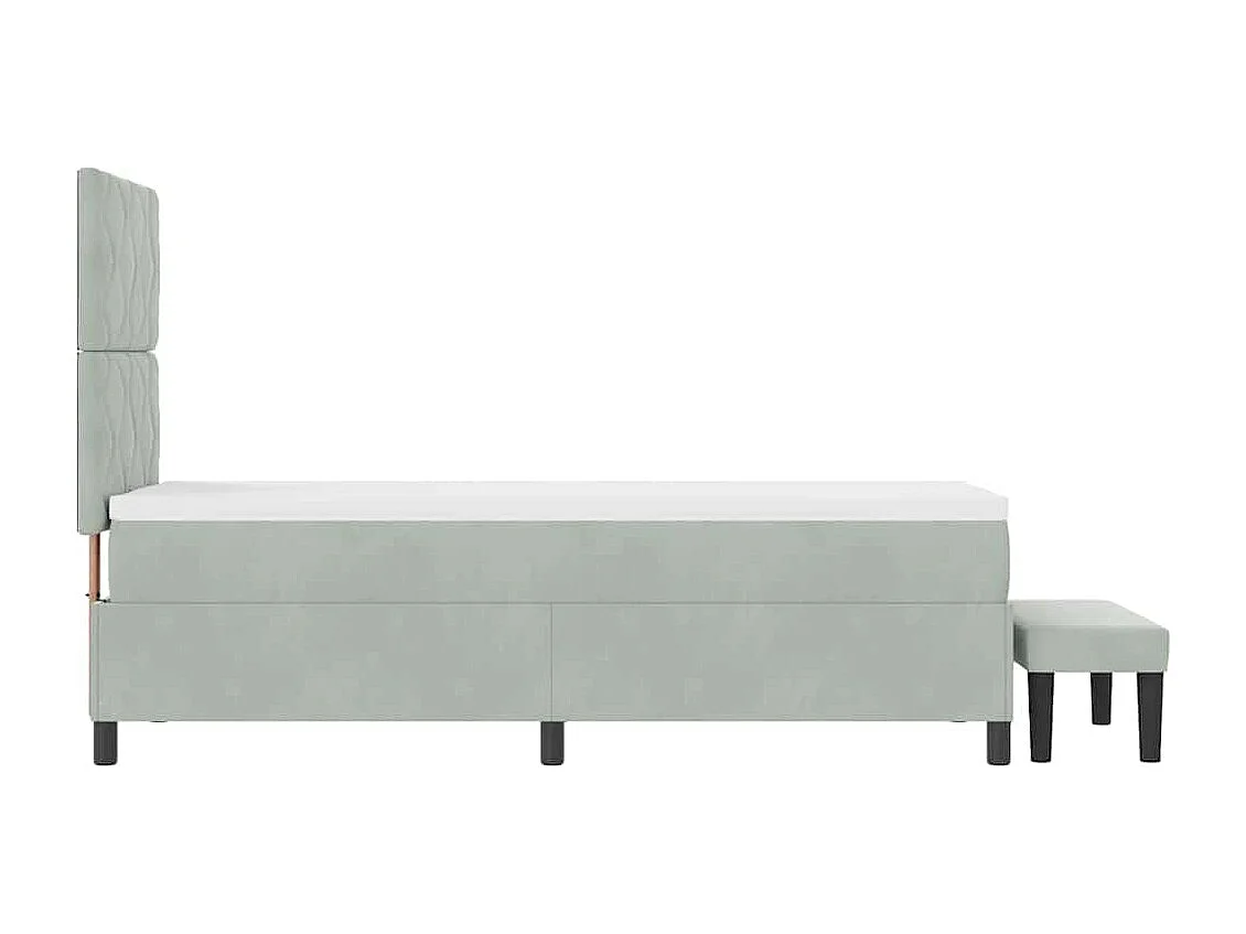 Cadre de lit avec matelas Gris clair 80 x 200 cm Velours