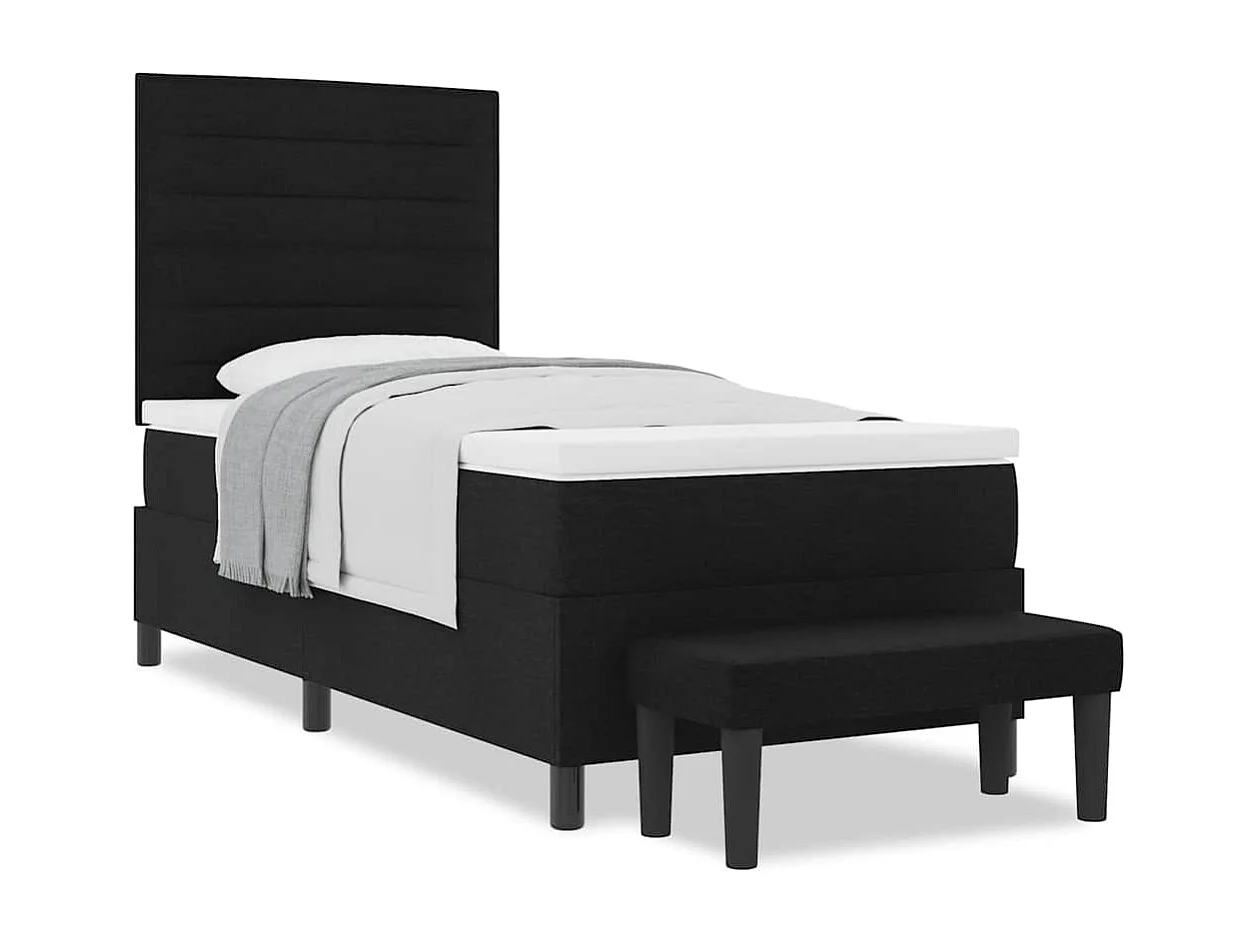 Cama Box com colchão com cabeceira Preto 80 x 200 cm tecido