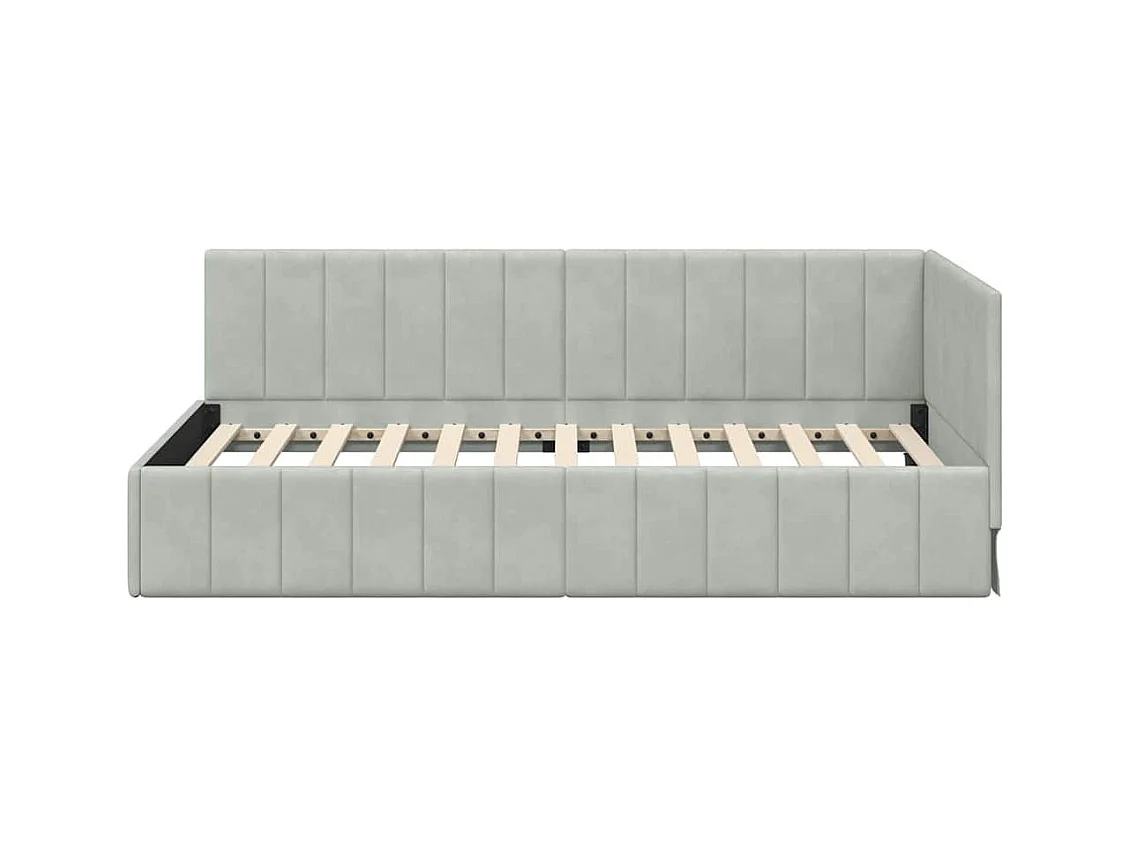 Estructura de cama en esquina Gris claro 90 x 200 cm Terciopelo