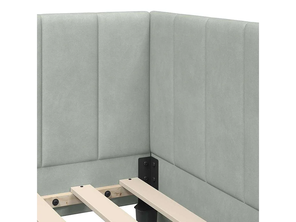 Estructura de cama en esquina Gris claro 90 x 200 cm Terciopelo