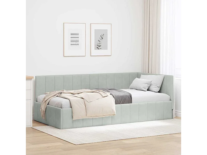 Estructura de cama en esquina Gris claro 90 x 200 cm Terciopelo