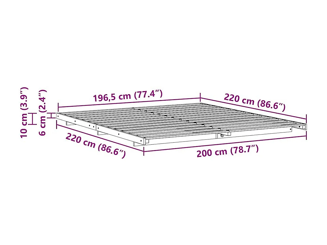 Estructura de cama Marrón 200 x 220 cm Madera maciza de pino
