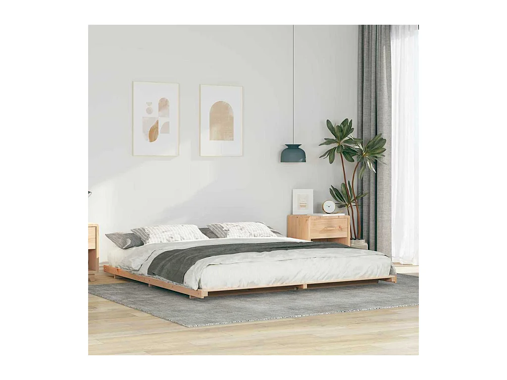 Estructura de cama Marrón 200 x 220 cm Madera maciza de pino