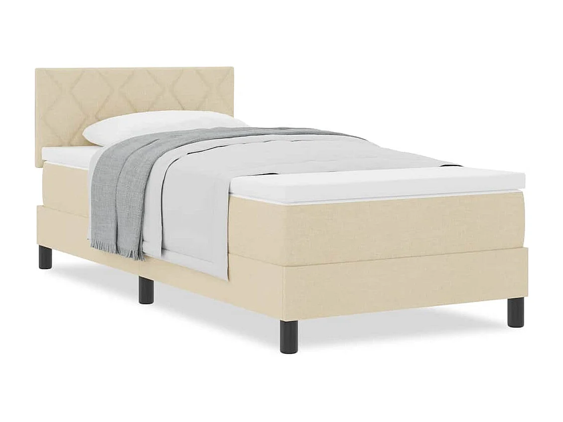 Cadre de lit avec matelas avec matelas Crème 90 x 190 cm tissu