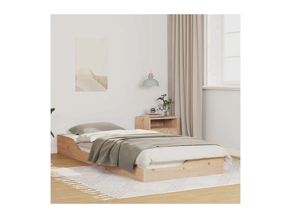 Cadre de lit surélevé Marron 100 x 220 cm Bois massif en pin