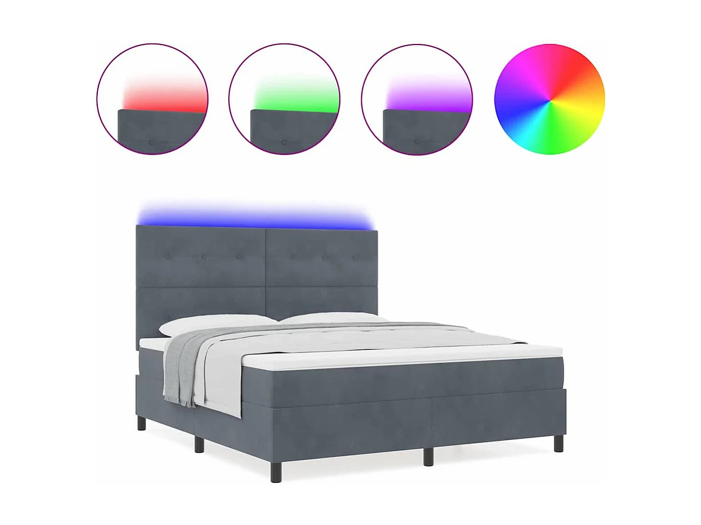 Cama tipo Box Spring Gris oscuro 180 x 200 cm Terciopelo