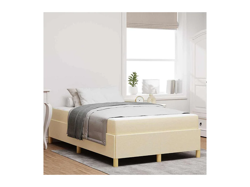 Boxspring bed met matras Crème en Wit 120 x 200 cm Stof