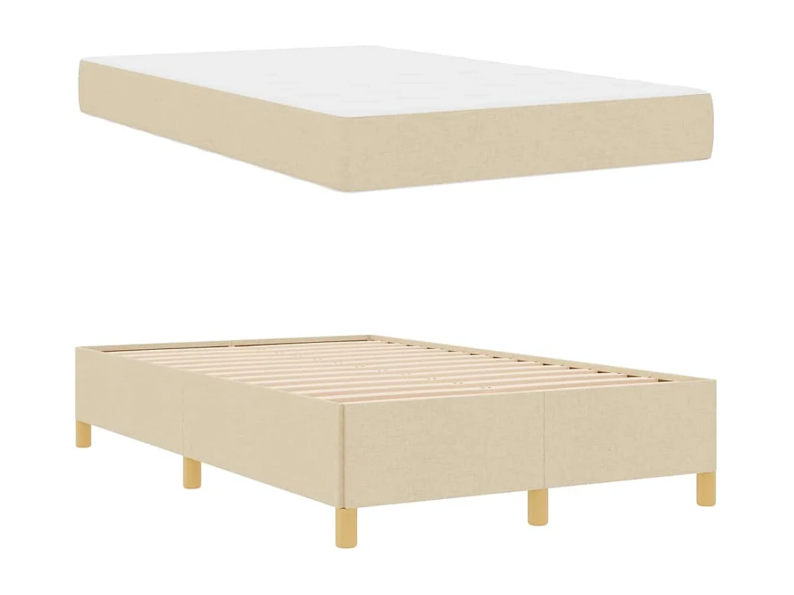 Cadre de lit avec matelas Crème et Blanc 120 x 200 cm tissu