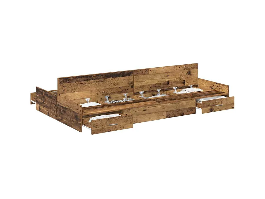 Cadre de lit avec rangement Bois ancien 120 x 200 cm