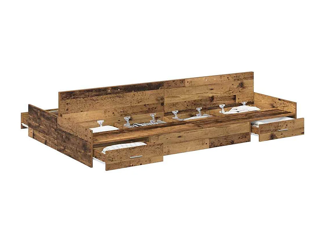 Cama con almacenamiento con cabecera Madera vieja 120 x 200 cm